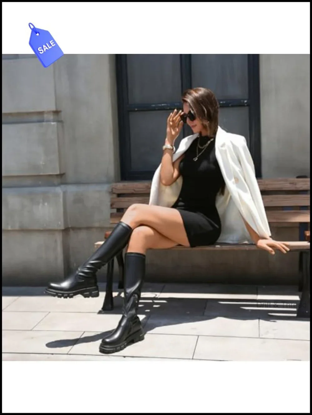 Women's Platform Knee High Stretch Boots Chunky Heel